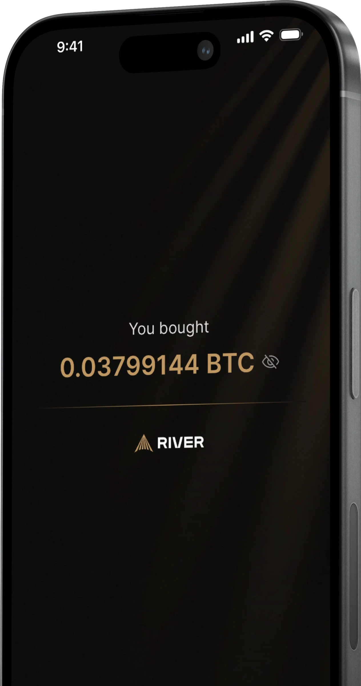 Mobile interface showing RiverX's Bitcoin buying process