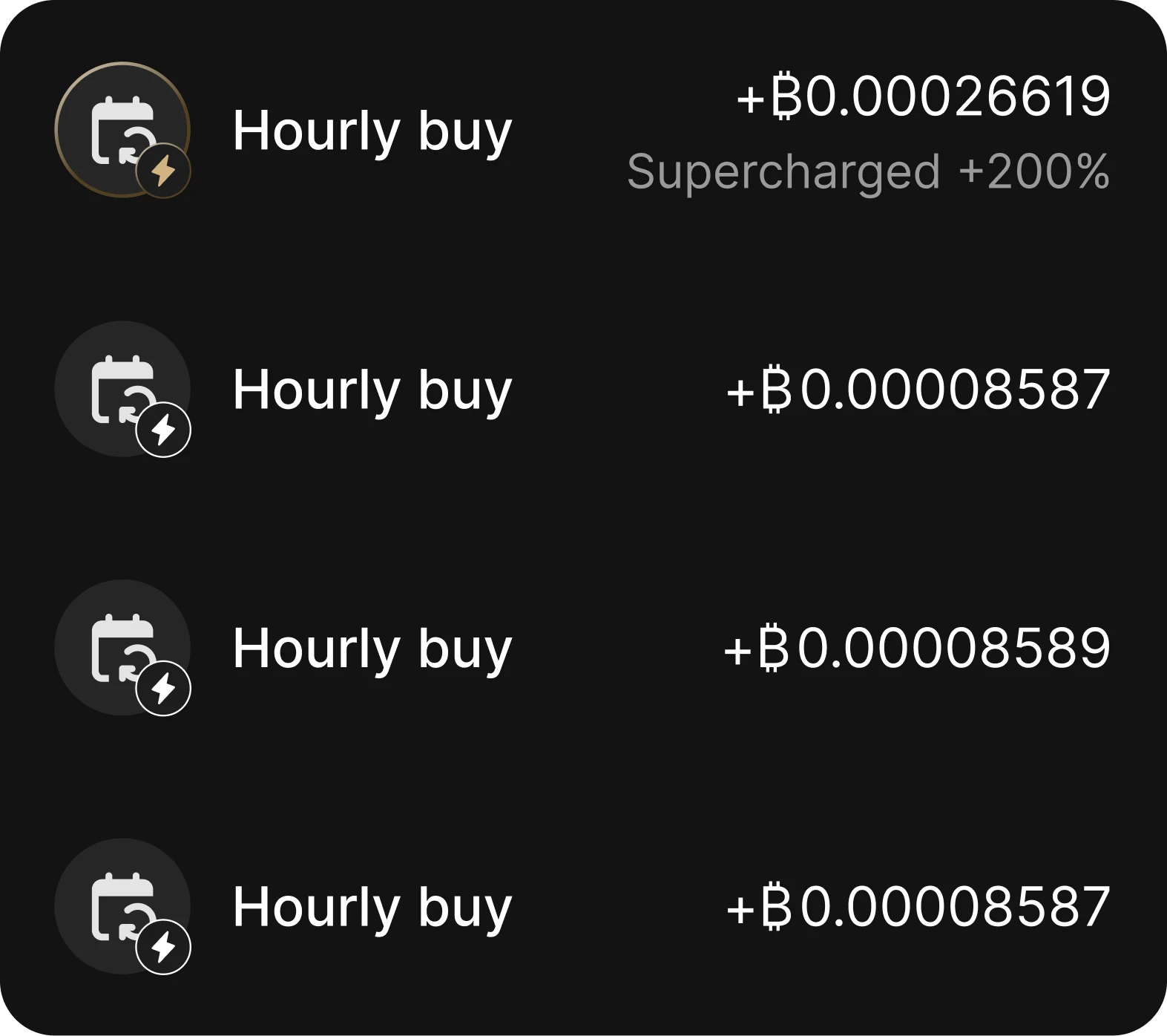 RiverX's recurring Bitcoin purchase interface